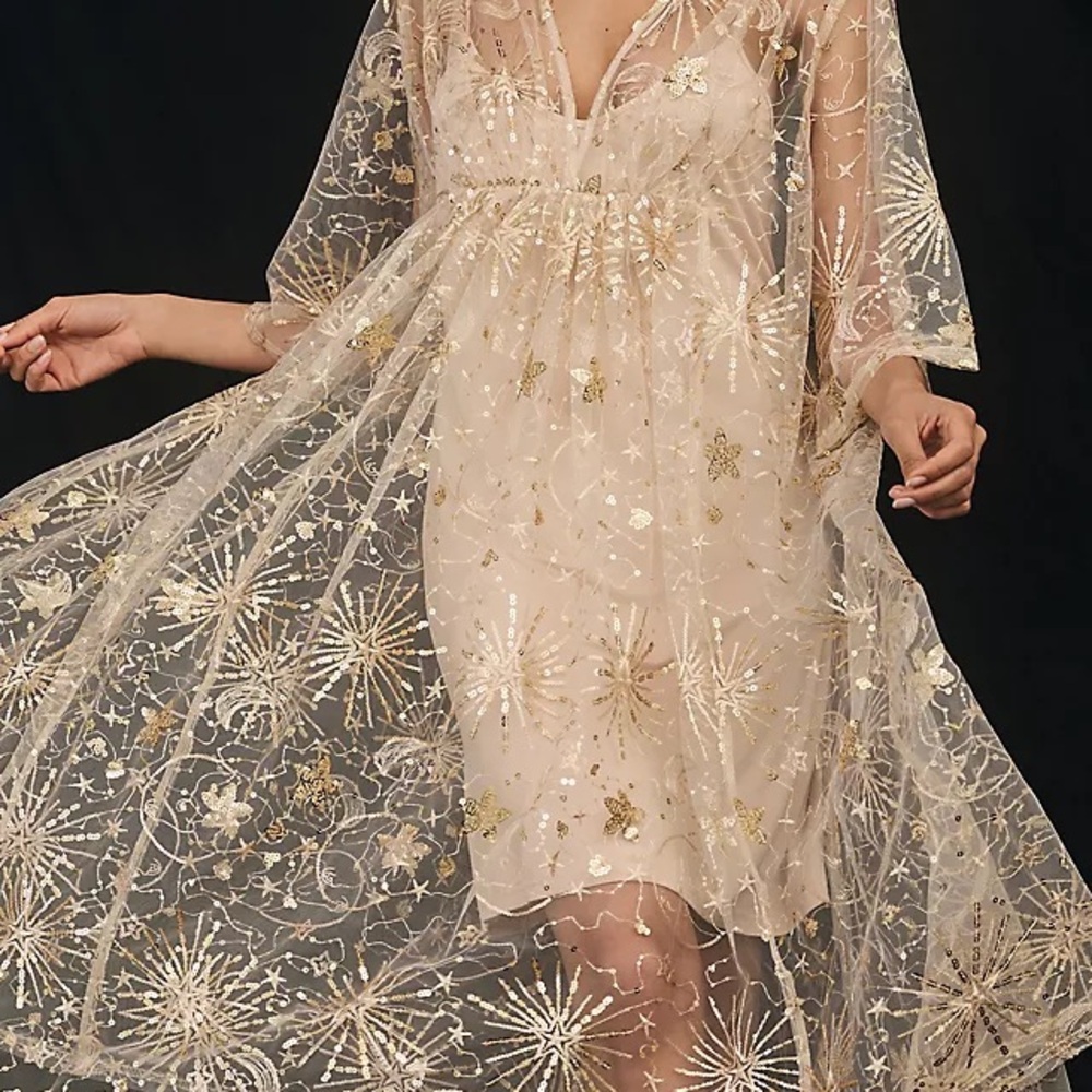 Anthropologie Gold Celestial Dress